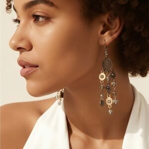 Boho Multi-Drop Gold Tone Dangle Earrings